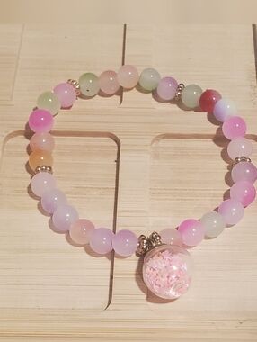 Pastel Pink Beaded Charm Anklet - Women Jewelry